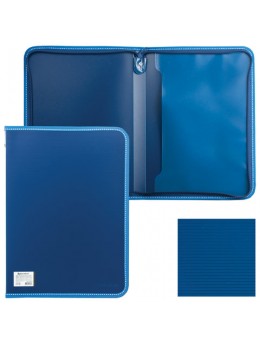 Папка на молнии пластиковая BRAUBERG 'Contract', А4, 335х242 мм, внутренний карман, синяя, 225161