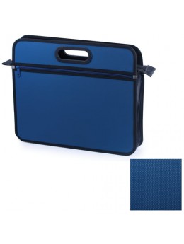 Сумка пластиковая BRAUBERG, А4+, 390х315х70 мм, на молнии, внешний карман, фактура бисер, синяя, 225167