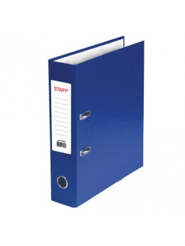 Папка-регистратор STAFF, с покрытием из ПВХ, 70 мм, без уголка, синяя, 225207