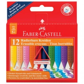 Мелки пластиковые FABER-CASTELL 'Grip', 12 цветов, трехгранные, картонная упаковка, подвес, 122520