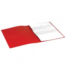 Папка на 2 кольцах STAFF, 21 мм, красная, до 80 листов, 0,5 мм, 225718