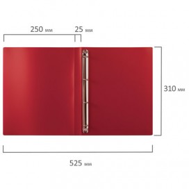 Папка на 4 кольцах STAFF, 25 мм, красная, до 120 листов, 0,5 мм, 225726