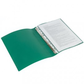 Папка на 4 кольцах STAFF, 25 мм, зеленая, до 120 листов, 0,5 мм, 225727