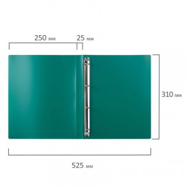 Папка на 4 кольцах STAFF, 25 мм, зеленая, до 120 листов, 0,5 мм, 225727