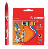 Восковые мелки STABILO 'Yippy', 12 цветов, яркие цвета, картонная упаковка c европодвесом, 2812
