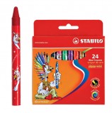 Восковые мелки STABILO 'Yippy', 24 цвета, яркие цвета, картонная упаковка c европодвесом, 2824