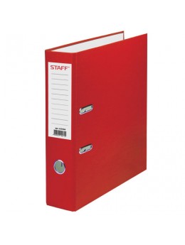 Папка-регистратор STAFF, с покрытием из ПВХ, 70 мм, без уголка, красная, 225980