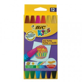 Восковые мелки утолщенные BIC 'Kids', 12 цветов, на масляной основе, шестигранные, картонная упаковка, 926446