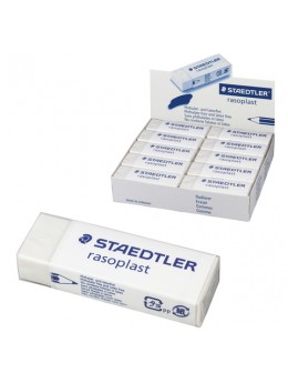 Резинка стирательная STAEDTLER (Германия) 'Rasoplast', 65x23x13 мм, белая, картонный держатель, дисплей, 526 B20