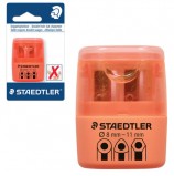 Точилка STAEDTLER (Германия), 2 отверстия, с контейнером, пластиковая, оранжевая, 51260F-4BK