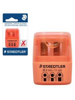 Точилка STAEDTLER (Германия), 2 отверстия, с контейнером, пластиковая, оранжевая, 51260F-4BK