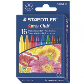 Восковые мелки STAEDTLER (Германия) 'Noris Club', 16 цветов, картонная упаковка, европодвес, 220 NC16