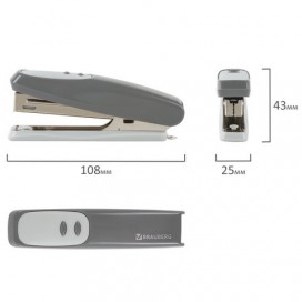 Степлер №10 BRAUBERG 'Germanium', до 12 листов, с антистеплером, серый, ГАРАНТИЯ 5 ЛЕТ, 226568
