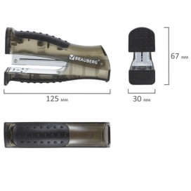 Степлер №24/6, 26/6 BRAUBERG 'VS-100', до 20 листов, с резиновой накладкой, черный, 226863