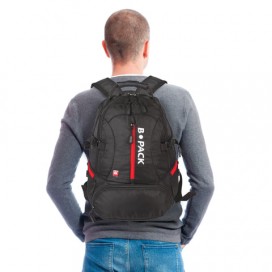 Рюкзак B-PACK 'S-03' (БИ-ПАК) универсальный, с отделением для ноутбука, увеличенный объем, черный, 46х32х26 см, 226949