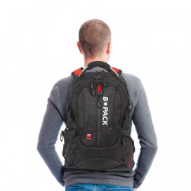 Рюкзак B-PACK 'S-08' (БИ-ПАК) универсальный, с отделением для ноутбука, влагостойкий, черный, 50х32х17 см, 226955