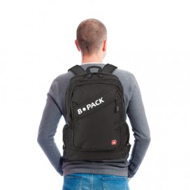 Рюкзак B-PACK 'S-09' (БИ-ПАК) универсальный, с отделением для ноутбука, уплотненная спинка, черный, 44х30х14 см, 226956