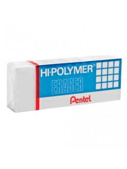 Резинка стирательная PENTEL (Япония) 'Hi-polymer eraser', 43х17,5х11,5 мм, белая, картонный держатель, ZEH-05