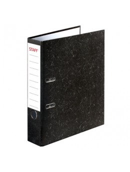 Папка-регистратор STAFF 'Бюджет' с мраморным покрытием, 50 мм, без уголка, черный корешок, 227184