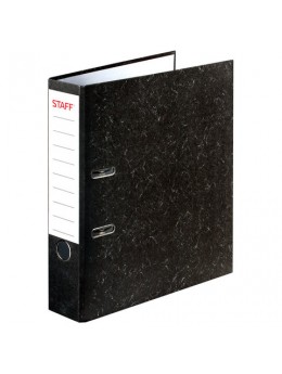 Папка-регистратор STAFF 'Бюджет' с мраморным покрытием, 70 мм, без уголка, черный корешок, 227185