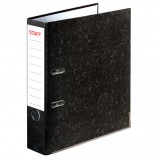 Папка-регистратор STAFF с мраморным покрытием, 70 мм, с уголком, черный корешок, 227187