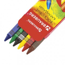 Восковые карандаши BRAUBERG 'АКАДЕМИЯ', НАБОР 6 цветов, 227282
