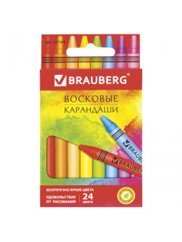 Восковые карандаши BRAUBERG 'АКАДЕМИЯ', НАБОР 24 цвета, 227285