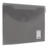 Папка-конверт с кнопкой МАЛОГО ФОРМАТА (240х190 мм), А5, тонированная черная, 0,18 мм, BRAUBERG, 227313