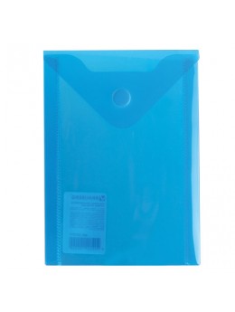 Папка-конверт с кнопкой МАЛОГО ФОРМАТА (105х148 мм), А6, синяя, 0,18 мм, BRAUBERG, 227317