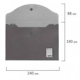Папка-конверт с кнопкой МАЛОГО ФОРМАТА (240х190 мм), А5, тонированная черная, 0,18 мм, BRAUBERG, 227313