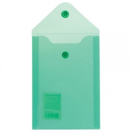 Папка-конверт с кнопкой МАЛОГО ФОРМАТА (105х148 мм), А6, зеленая, 0,18 мм, BRAUBERG, 227318