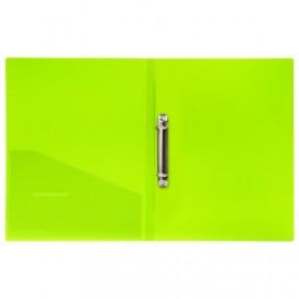Папка на 2 кольцах BRAUBERG 'Neon', 25 мм, внутренний карман, неоновая, зеленая, до 170 листов, 0,7 мм, 227456