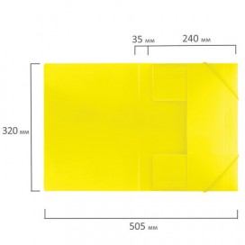 Папка на резинках BRAUBERG 'Neon', неоновая, желтая, до 300 листов, 0,5 мм, 227461