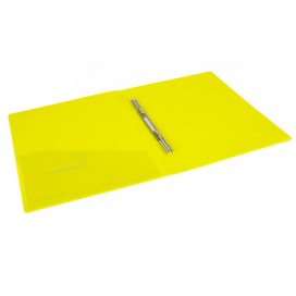 Папка с металлическим скоросшивателем и внутренним карманом BRAUBERG 'Neon', 16 мм, желтая, до 100 листов, 0,7 мм, 227465