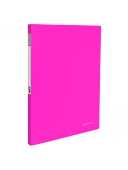 Папка с металлическим скоросшивателем и внутренним карманом BRAUBERG 'Neon', 16 мм, розовая, до 100 листов, 0,7 мм, 227466