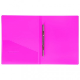 Папка с металлическим скоросшивателем и внутренним карманом BRAUBERG 'Neon', 16 мм, розовая, до 100 листов, 0,7 мм, 227466