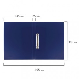 Папка на 2 кольцах BRAUBERG 'Office', 25 мм, синяя, до 170 листов, 0,5 мм, 227494