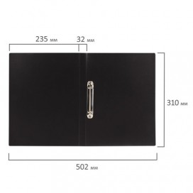 Папка на 2 кольцах BRAUBERG 'Office', 32 мм, черная, до 250 листов, 0,5 мм, 227499
