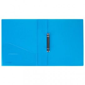 Папка на 2 кольцах BRAUBERG 'Диагональ', 25 мм, внутренний карман, тонированная синяя, до 170 листов, 0,7 мм, 227504
