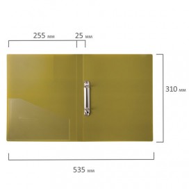 Папка на 2 кольцах BRAUBERG 'Шелк', 25 мм, внутренний карман, бронза, до 170 листов, 0,7 мм, 227503