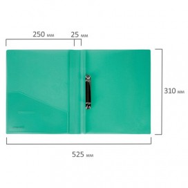 Папка на 2 кольцах BRAUBERG 'Диагональ', 25 мм, внутренний карман, тонированная зеленая, до 170 листов, 0,7 мм, 227505