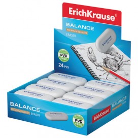 Резинка стирательная ERICH KRAUSE 'Balance', 40x28x12 мм, белая, картонный дисплей, 34638