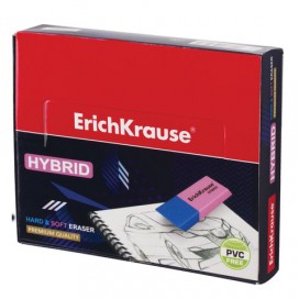Резинка стирательная ERICH KRAUSE 'Hybrid', 54x18x7,5 мм, красно-синяя, дисплей, 35749