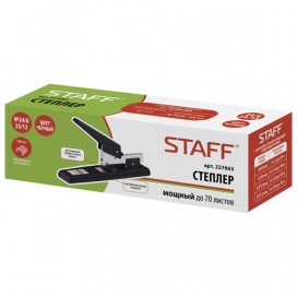 Степлер МОЩНЫЙ №24/6-23/13 металлический STAFF, до 70 листов, черный, 227663