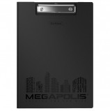 Папка-планшет ERICH KRAUSE 'Megapolis', А4 (320х227 мм), с прижимом и крышкой, пластиковая, черная, 1,3 мм, 46036