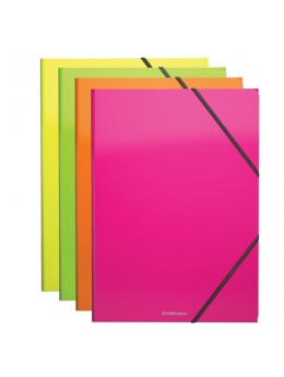Папка на резинках ERICH KRAUSE 'Glance Neon', А4, до 300 листов, 400 мкм, ассорти, 47197
