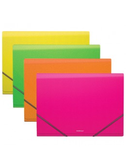 Папка на резинках ERICH KRAUSE 'Glance Neon', А4, 13 отделений, до 300 листов, 600 мкм, ассорти, 43120
