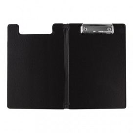 Папка-планшет МАЛЫЙ ФОРМАТ (180х255 мм) А5, BRAUBERG, с прижимом и крышкой, картон/ПВХ, черная