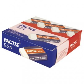 Резинка стирательная FACTIS Softer S 24 (Испания), 50х24х10 мм, картонный держатель, синтетический каучук, CNFS24