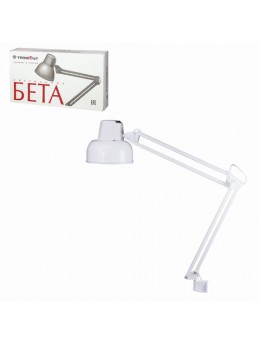 Светильник настольный 'Бета', на струбцине, лампа накаливания/люминесцентная/светодиодная до 60 Вт, белый, высота 70 см, Е27